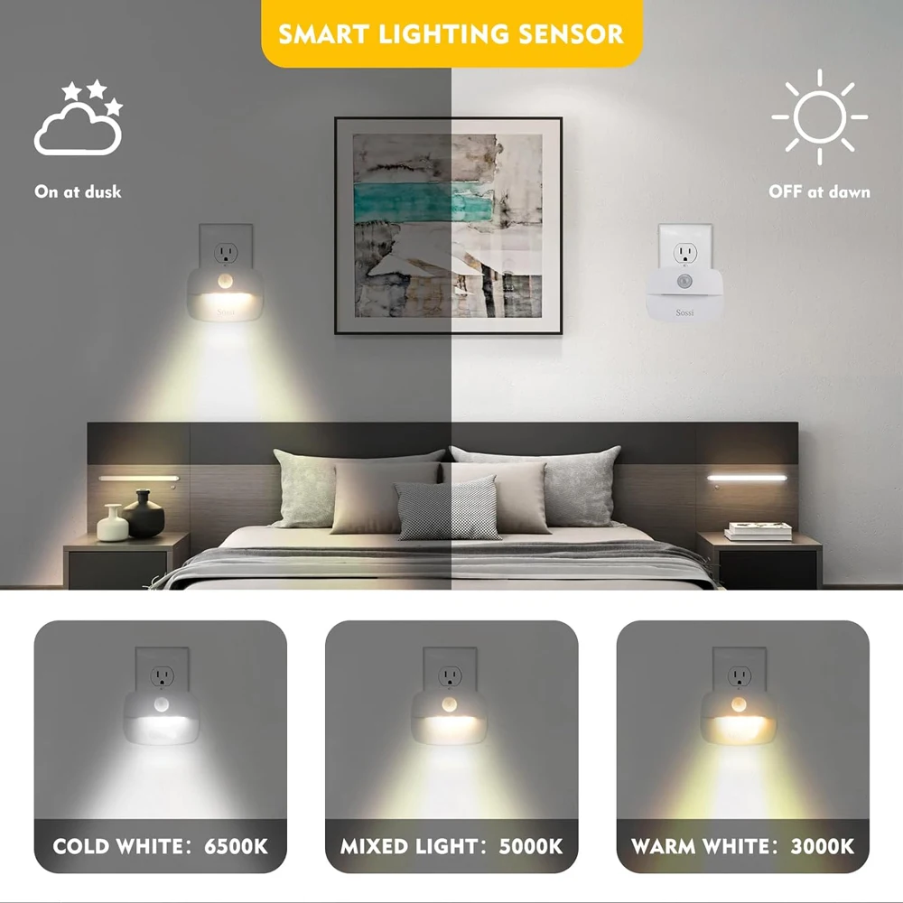 LED Night Light EU Plug In Smart Motion Sensor Light 220V Wall Lamp for Home Aisle WC Hallway Stair Kitchen Bedroom Night Lamp - Image 3