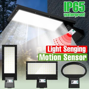 LED Solar Street Lights Outdoor IP65 Waterproof Floodlights PIR Motion Sensor Exterior Wall Lamp Garden Lighting Cool/Warm White