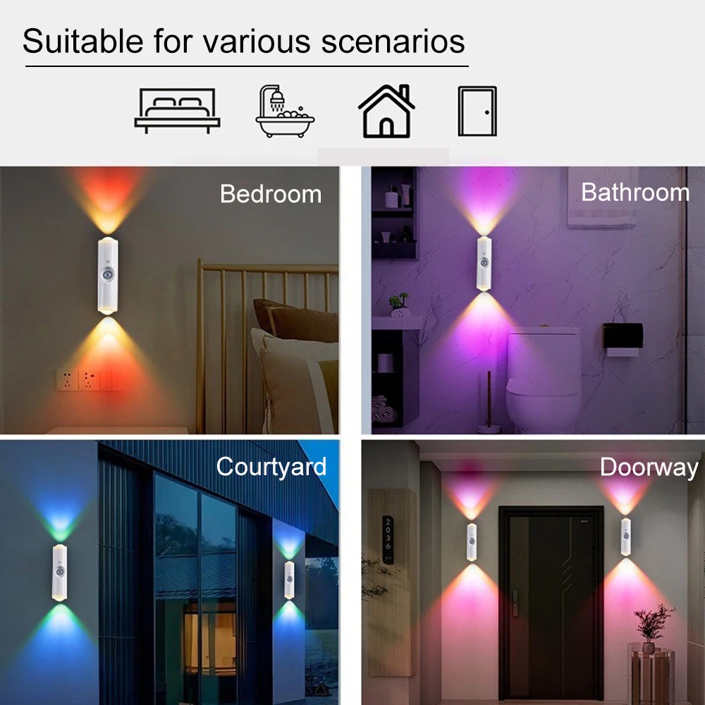 Smart Human Body Induction Magnetic Staircase Motion Sensor Rechargeable Wall Lamp for Bedroom Bathroom Closet Garden Home Decor - Image 5