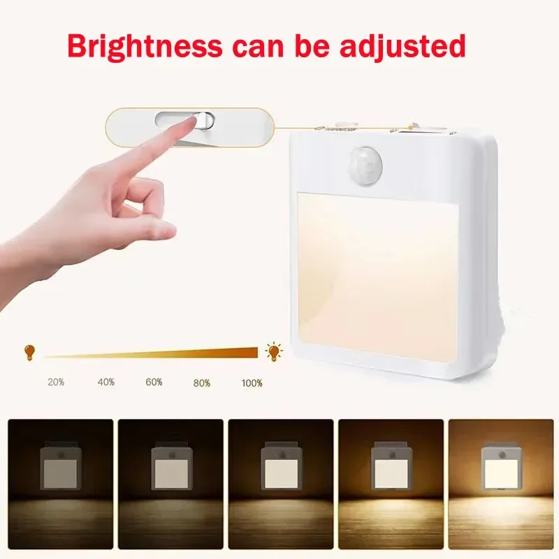 Motion Sensor LED Night Lights EU Plug Dimmable Cabinet Light for Baby Bedside Bedroom Corridor Wireless Night Lamp Lighting - Image 5