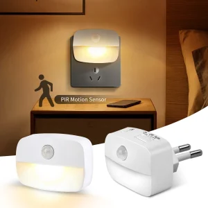 LED Night Light EU Plug PIR Motion Sensor Under Cabinet Light For Home Hallway Stair Kitchen Cupboard Closet Bedroom Night Lamp