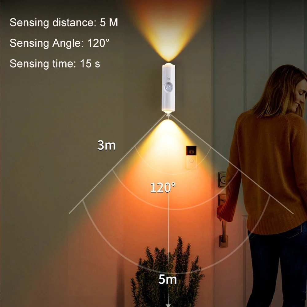 Smart Human Body Induction Magnetic Staircase Motion Sensor Rechargeable Wall Lamp for Bedroom Bathroom Closet Garden Home Decor - Image 3