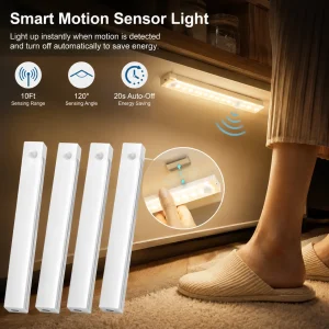 Motion Sensor LED Night Light USB Rechargeable Bedside Lamp Wireless Portable Cabinet Tube Light for Kitchen Wardrobe Staircase