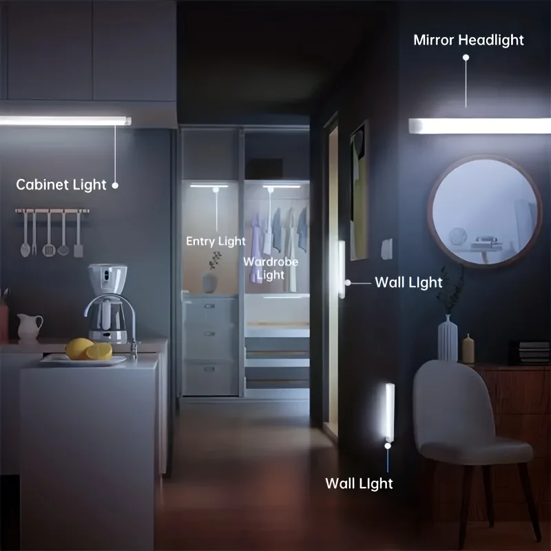 10-50cm Motion Sensor Light Night LED Lamp USB Battery Wall For Home House Room Bedroom Kitchen Wireless Decor Indoor Bathroom - Image 2