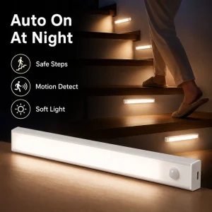Under Cabinet LED Night Light Rechargeable Motion Sensor Lamp for Closet Wardrobe Kitchen Stairway Hallway 10 20 30 50cm