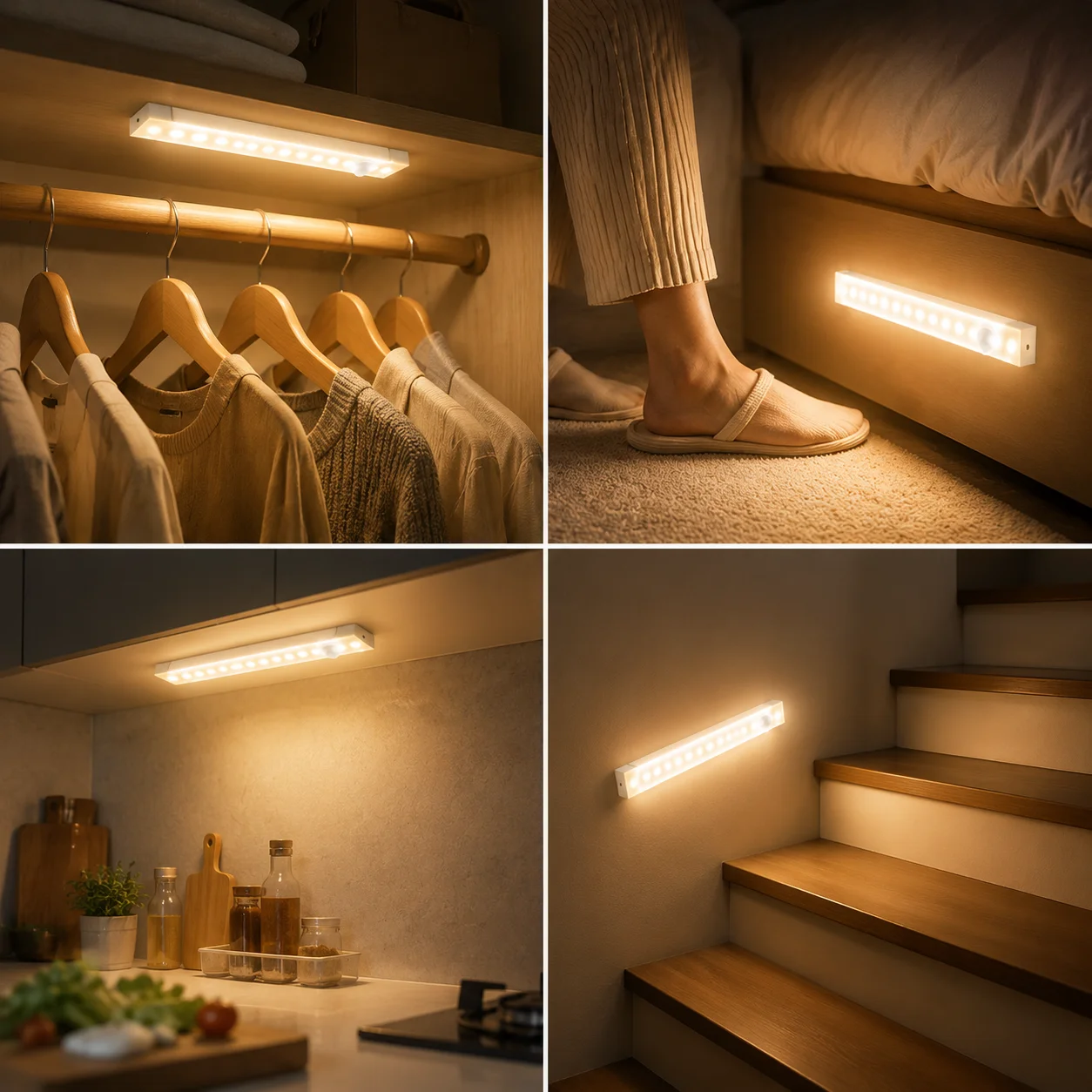 Motion Sensor LED Night Light USB Rechargeable Bedside Lamp Wireless Portable Cabinet Tube Light for Kitchen Wardrobe Staircase - Image 2