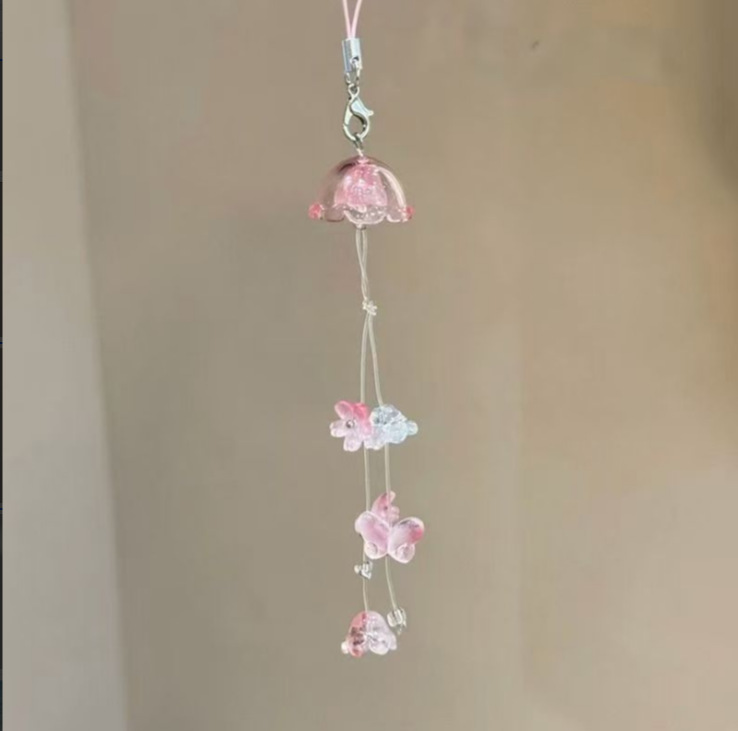 Spring and summer fresh osmanthus jasmine maple leaf wind chime pendant sweet girly bag phone chain healing accessory gift - Image 3