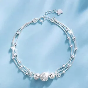 925 Sterling Silver Lucky Beads Bracelet for Women | Korean Multilayer Adjustable Jewelry